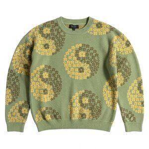 Witty Fox Crewneck Sweater – Green & Yellow – Size XL Lagenlook